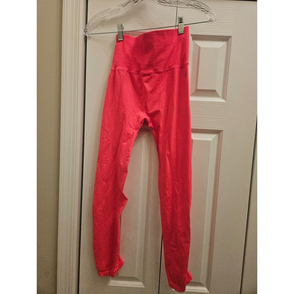Free People Movement Good Karma High Rise Leggings Neon Coral Pink M/L